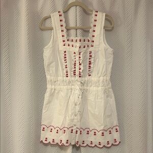 Damson Madder White Sleeveless Dress with Red Cherry Embroidery
